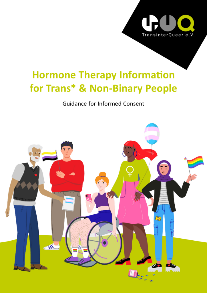 Broschüre Informationen zur Hormontherapie für trans* & nicht-binäre Menschen (englisch)