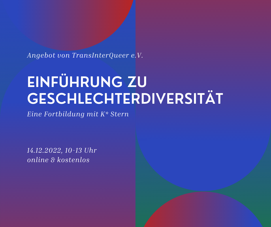 14.12. 10:00: Einführung zu Geschlechterdiversität