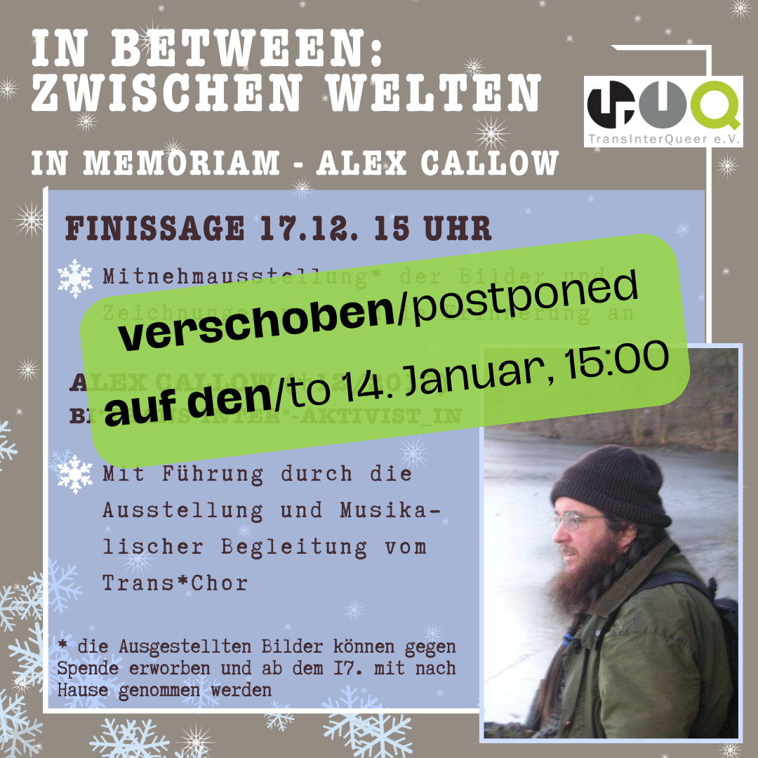 Finissage VERSCHOBEN auf 14.01.24/ Finissage POSTPONED to 14.01.24