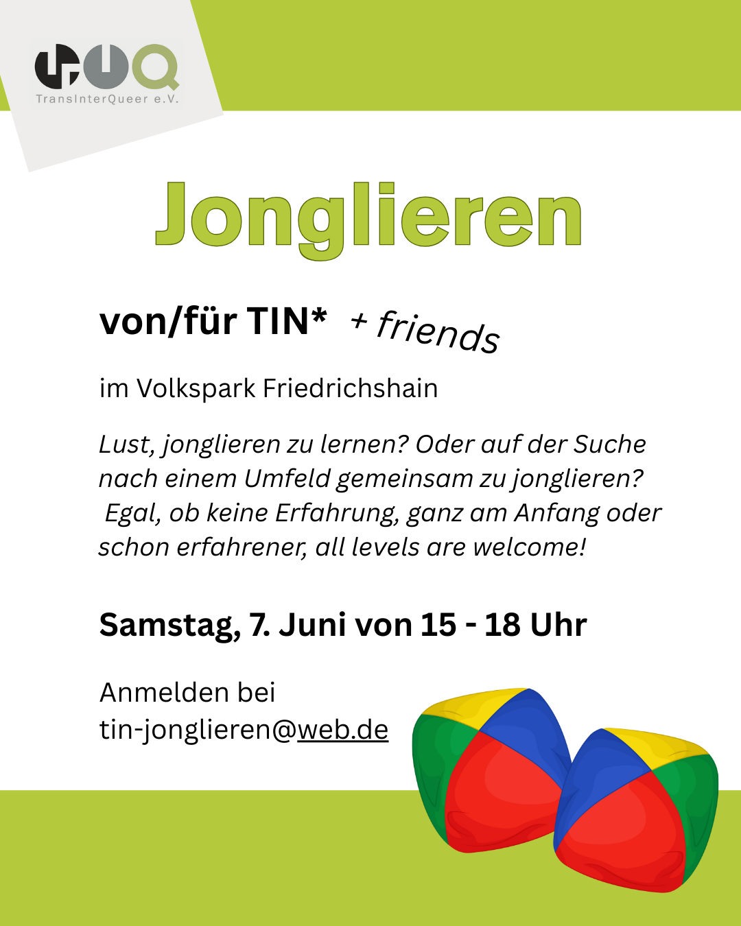 Jonglieren mit TIN* + friends am 07. Juni